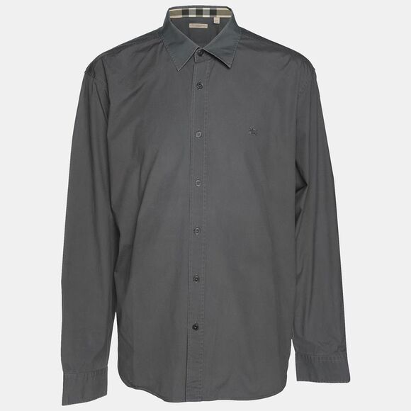 Burberry Grey Cotton Button Front Full Sleeve Shirt Xxxl